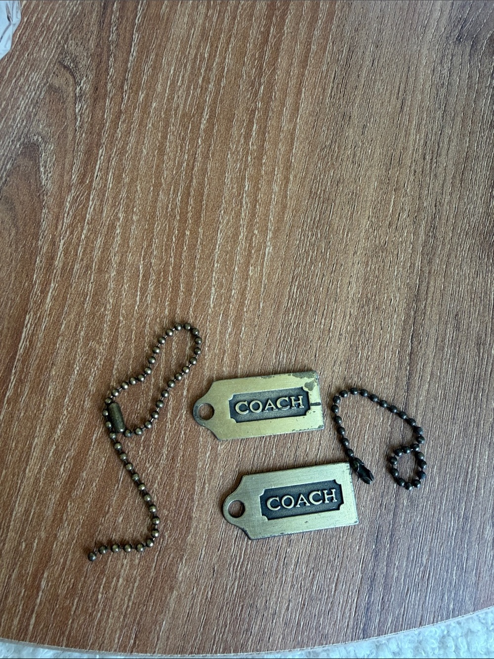 Coach Brass Metal Hang Tags Set of 2 with Ball Chains